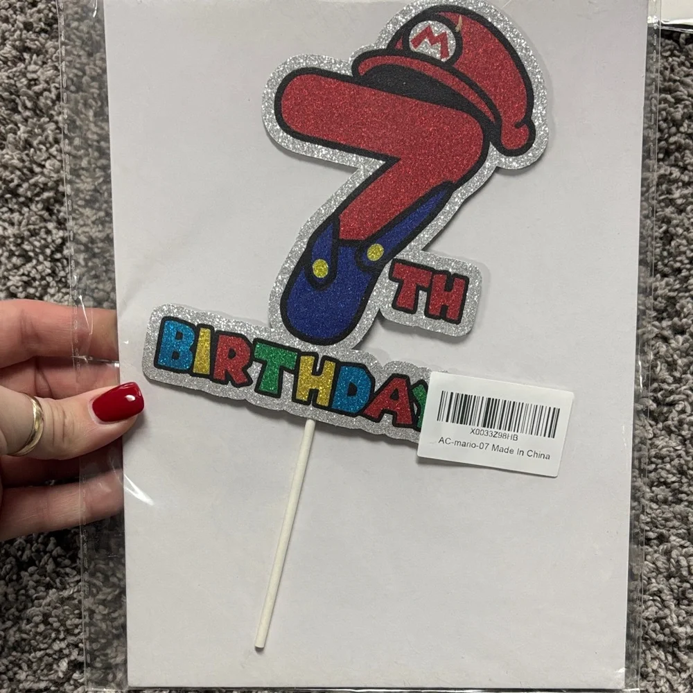 Super Mario 7th Birthday Cake Topper